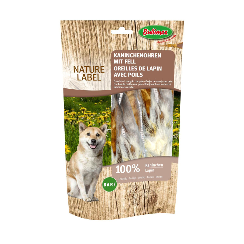 Bubimex Oreilles de lapins avec poils, friandises pour chien - 100 g