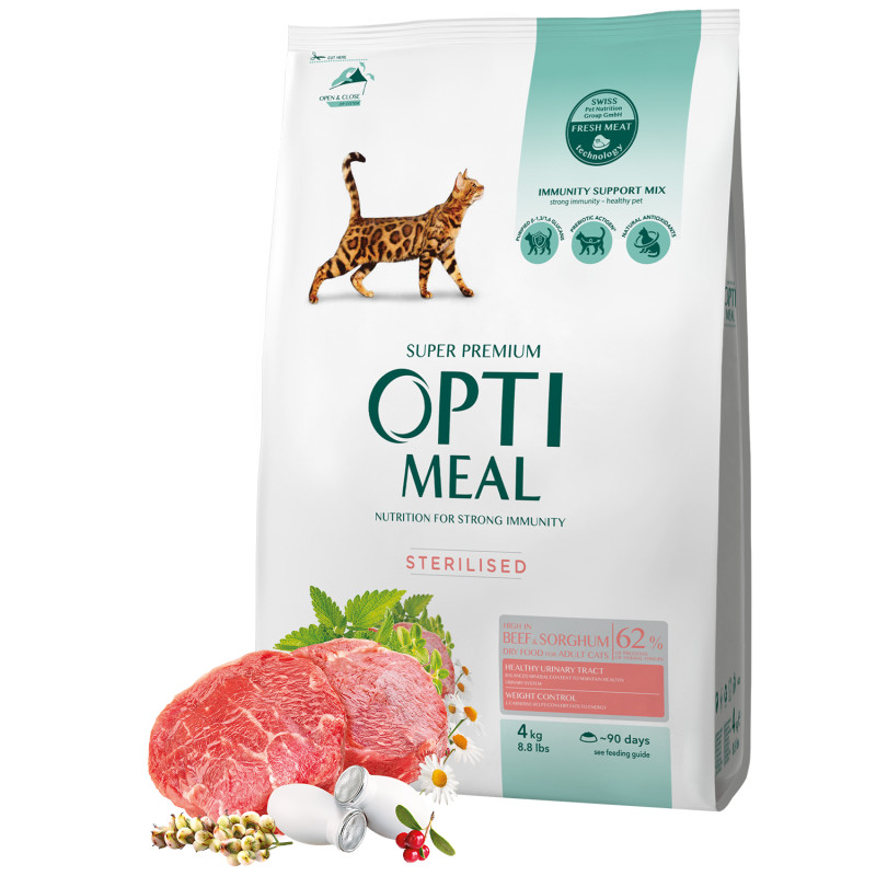 Optimeal chat stérilisé - Croquettes au Boeuf - 4 kg