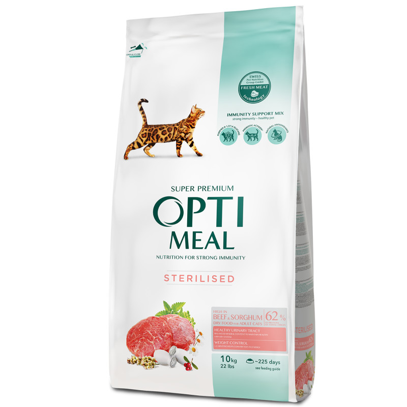 Optimeal chat stérilisé - Croquettes au Boeuf - 10 kg