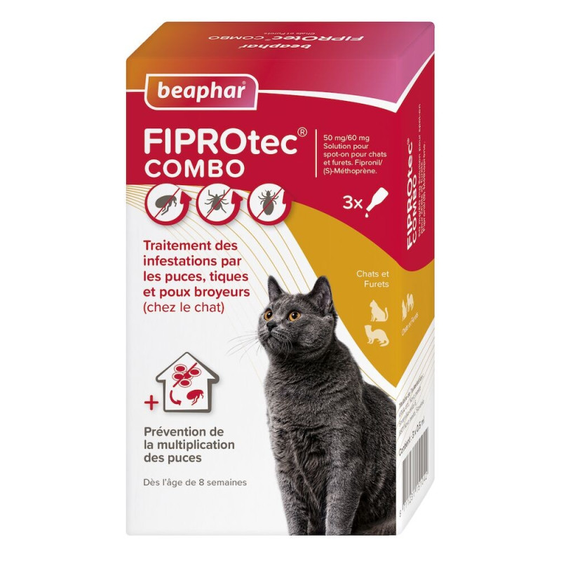 FIPROTEC COMBO 50mg/60mg CHATS & FURETS 3x0,5 ML