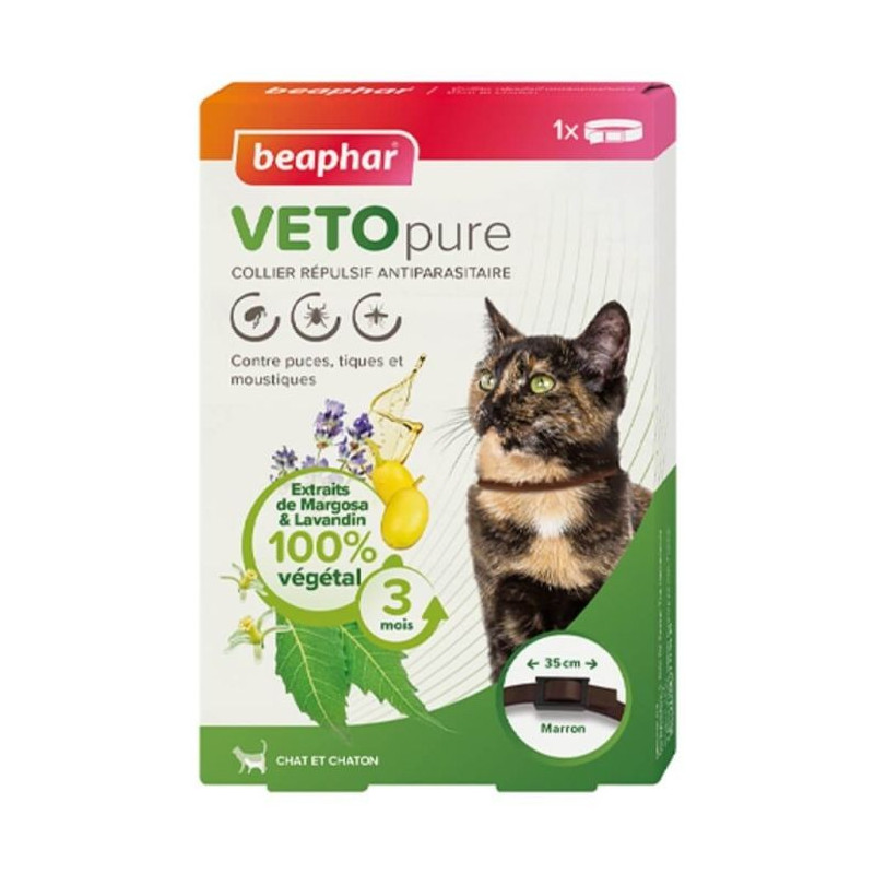 VETOPURE COLLIER RÉPULSIF ANTIPARASITAIRE CHAT ET CHATON - BEIGE
