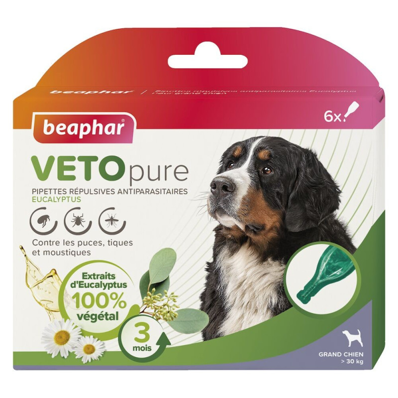 VETOPURE PIPETTES RÉPULSIVES ANTIPARASITAIRES EUCALYPTUS GRAND CHIEN