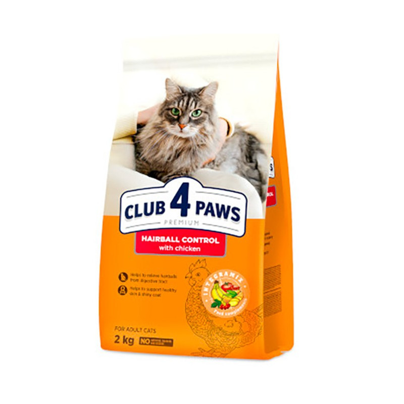 CLUB 4 PAWS Chat Hairball control Poulet 2 kg