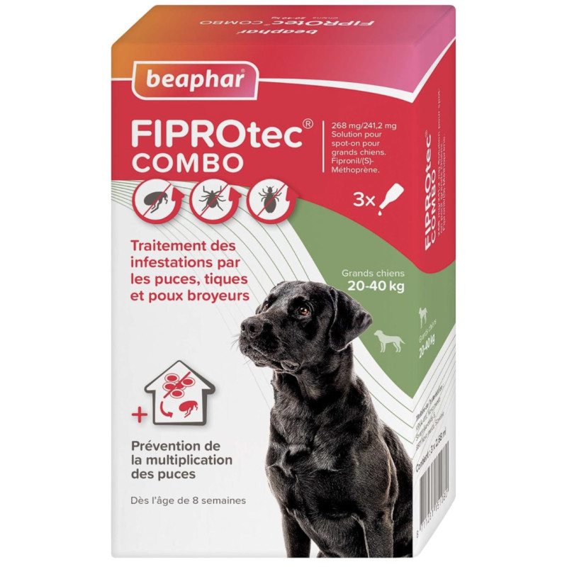 FIPROTEC COMBO 268mg/241,2mg Grands chiens x3