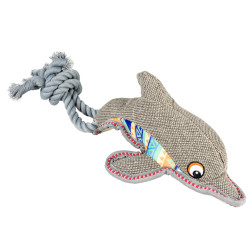 Canvas dauphin avec corde 46x14x11cm gris