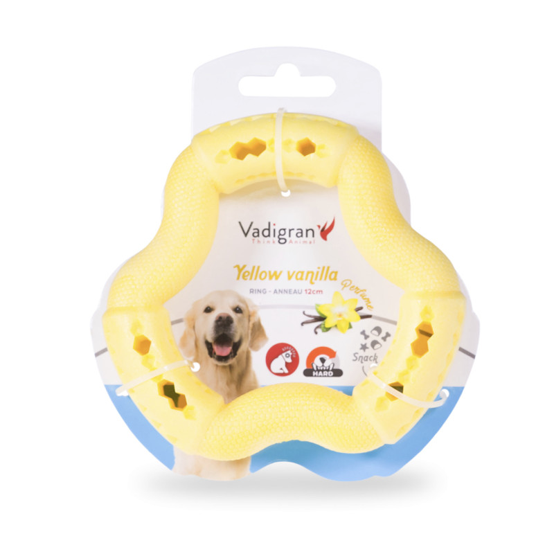 Jouet chien TPR anneau Yellow Vanilla 12cm