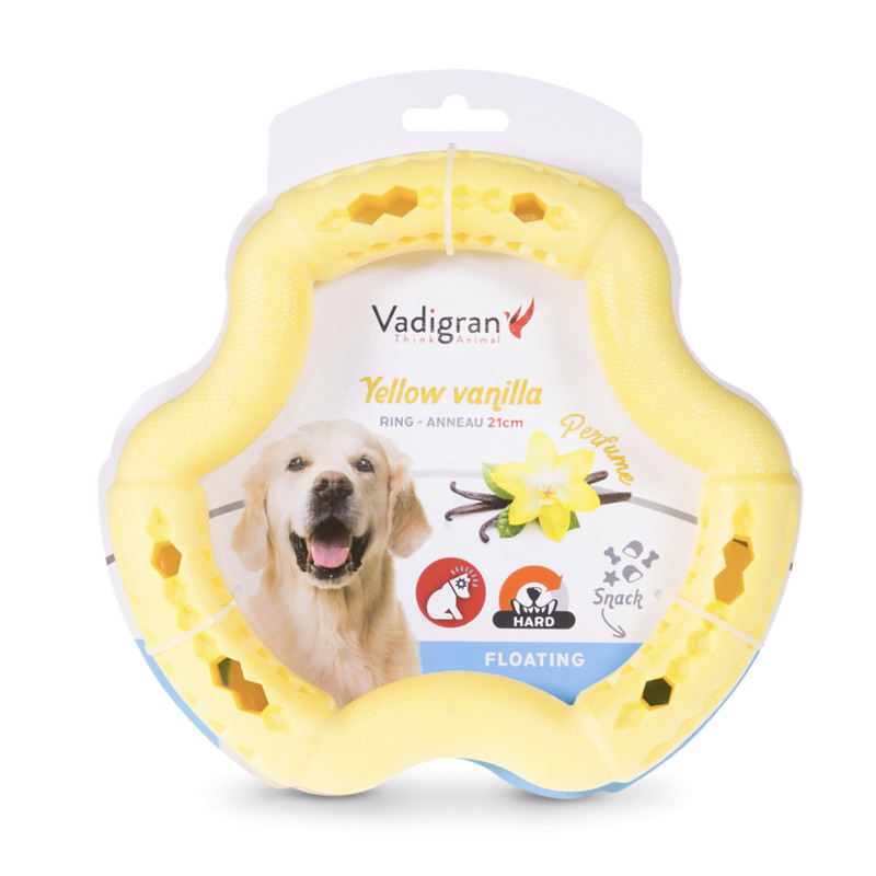 Jouet chien TPR anneau Yellow Vanilla 21cm