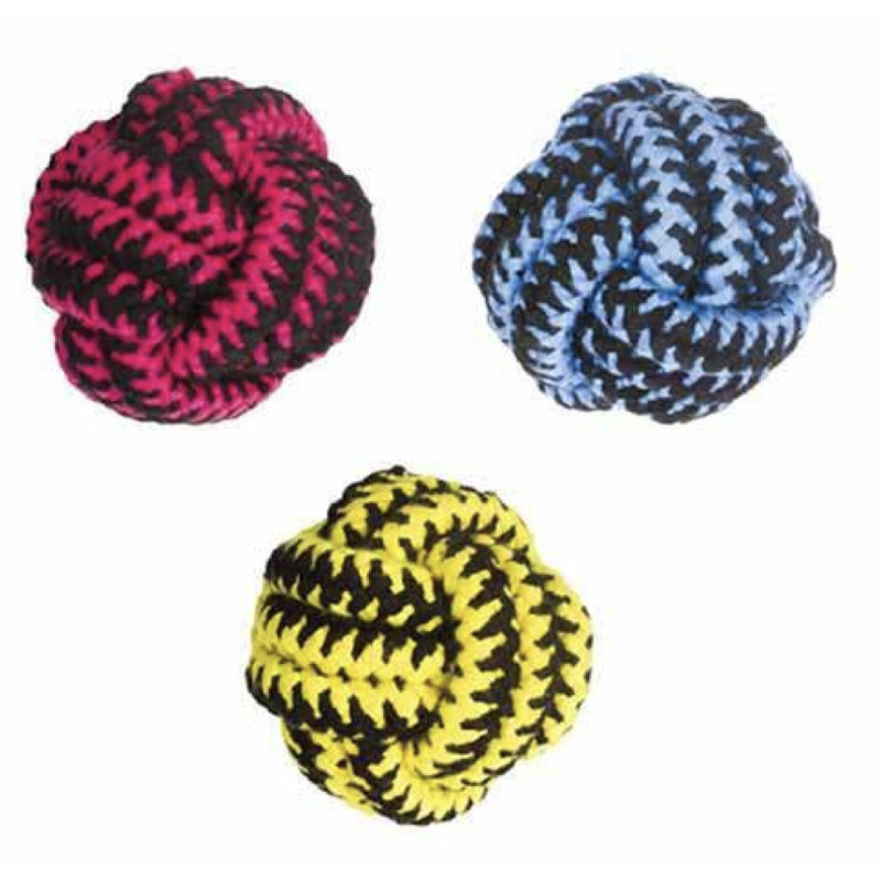 TWIST Balle - Ø 11 cm - Rose, Jaune & Bleu - Corde