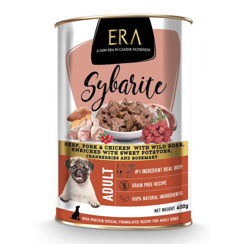 ERA SYBARITE PATEE CHIEN BOEUF, PORC, POULET ET SANGLIER 400 G