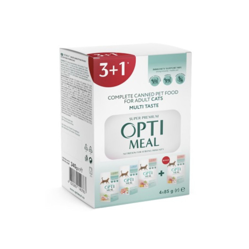 OPTIMEAL Chat Lapin, Truite, Dinde 3+1 x 85g