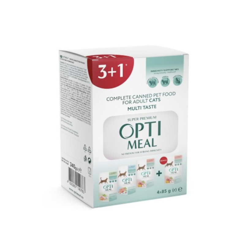 OPTIMEAL Chat Veau, Agneau, Lapin 3+1 x 85g