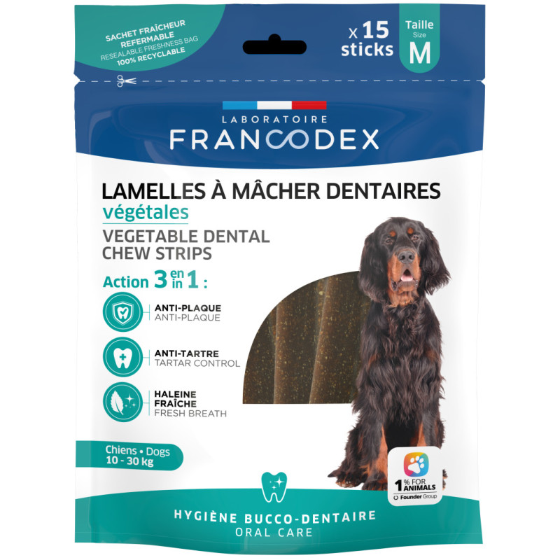 LAMELLES A MACHER DENTAIRES POUR CHIEN FRANCODEX - 15 lamelles