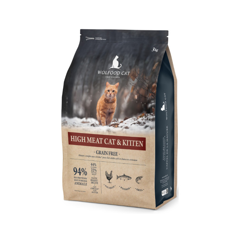 WOLFOOD CAT & KITTEN HIGH MEAT 3KG
