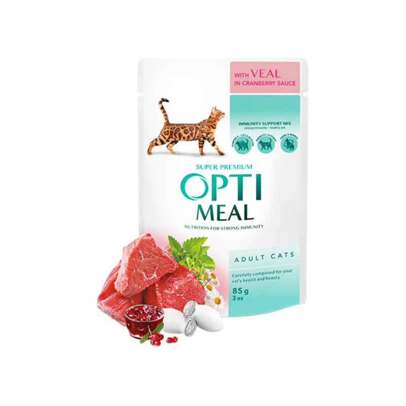 Pâtée pour chat adulte Optimeal au Veau en sauce - sachet de 85 gr