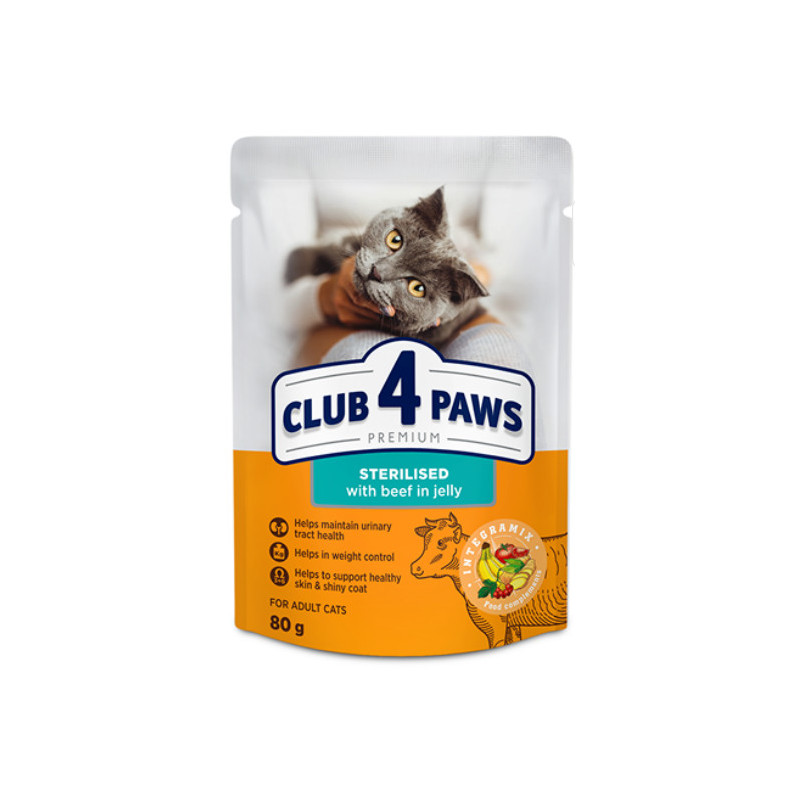 Club 4 Paws Chat stérilisé Bœuf 80g