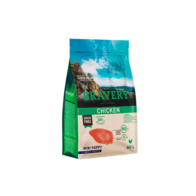 BRAVERY POULET MINI CHIOT 600G