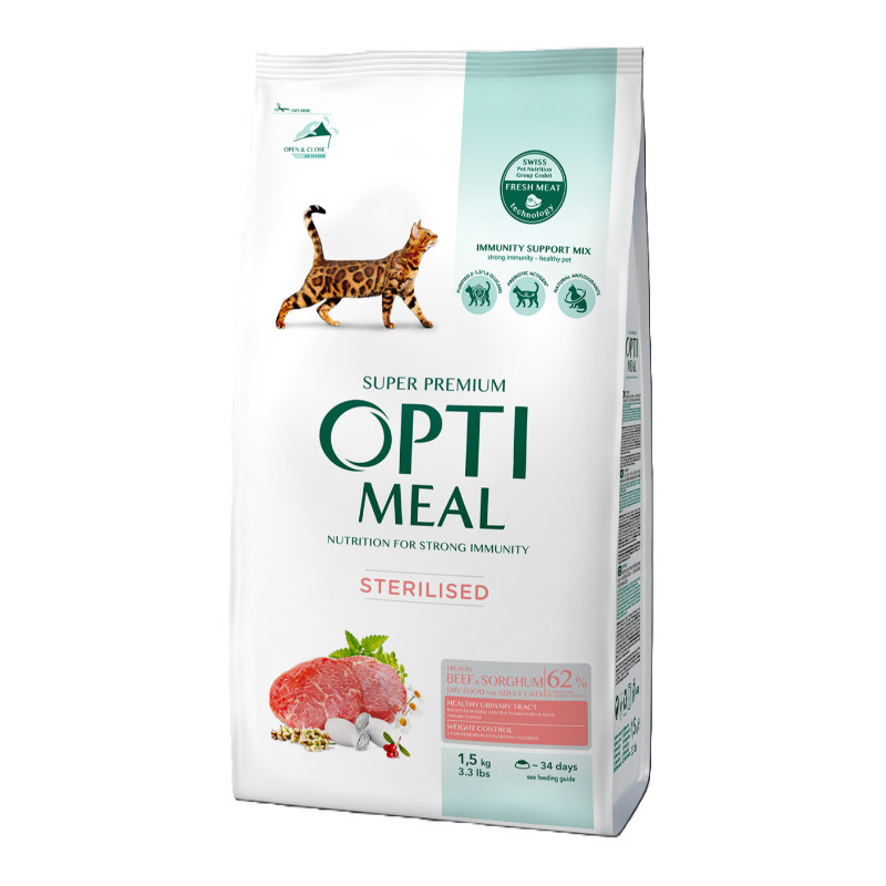 OPTIMEAL Chat Adulte Stérilisé Boeuf 1,5kg