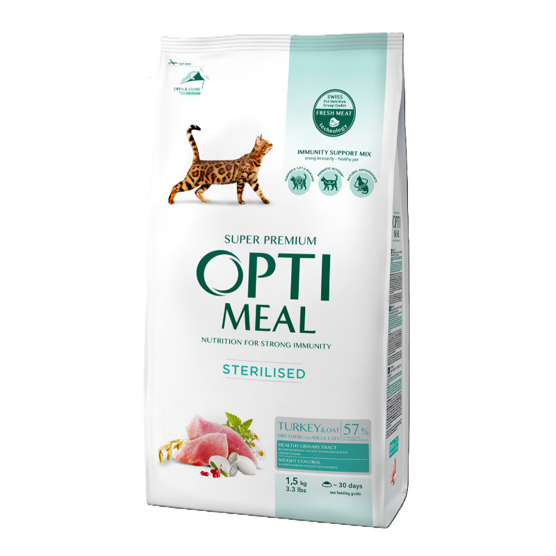 OPTIMEAL Chat Adulte Stérilisé Dinde 1,5kg