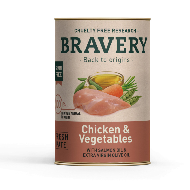 Pâtée pour chien BRAVERY au Poulet, légumes - 290 g