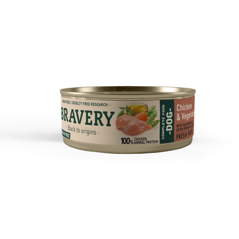 Pâtée pour chien BRAVERY au Poulet, légumes - 80 g